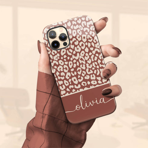 Boho Leopard Custom Name iPhone Case